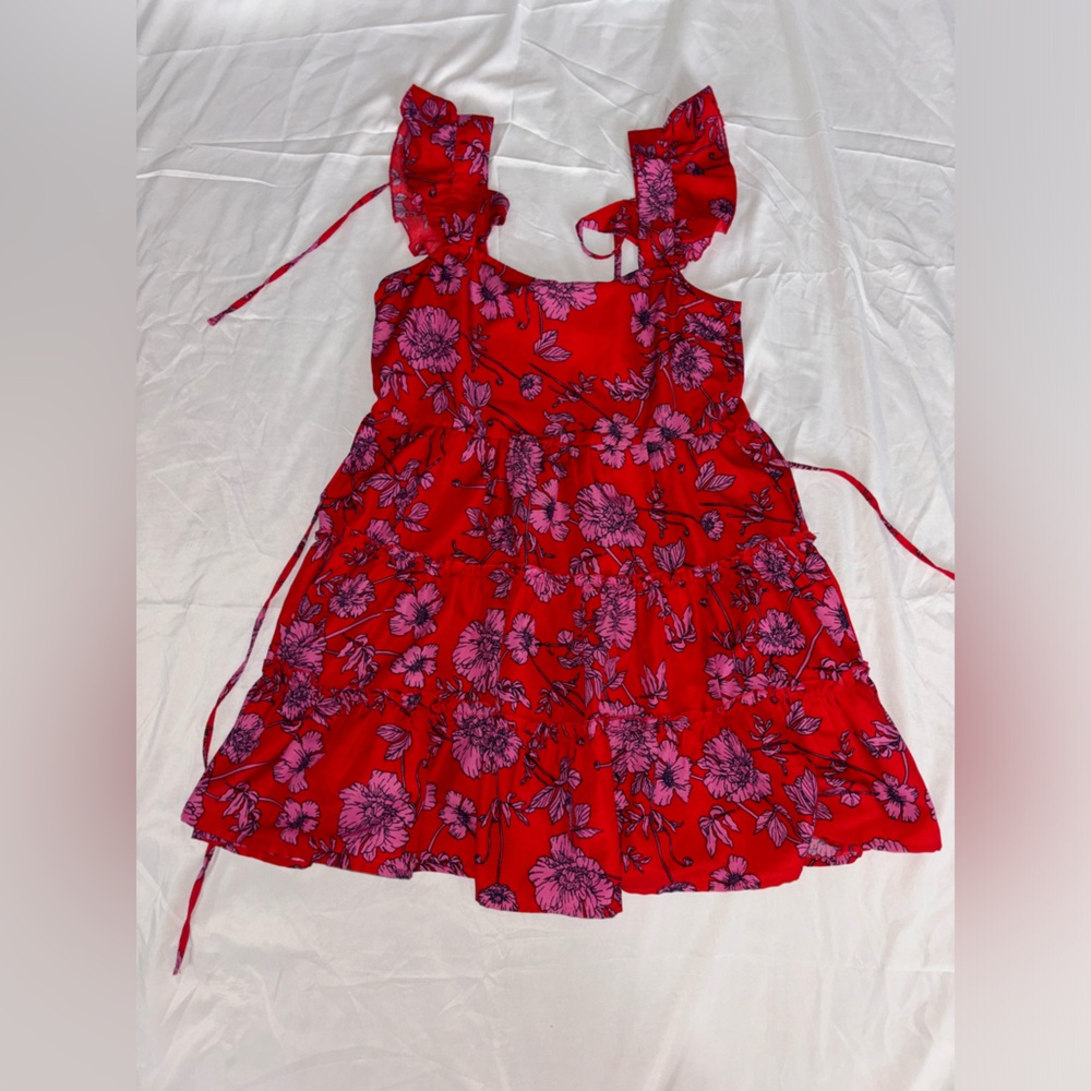 Flower print mini spring dress